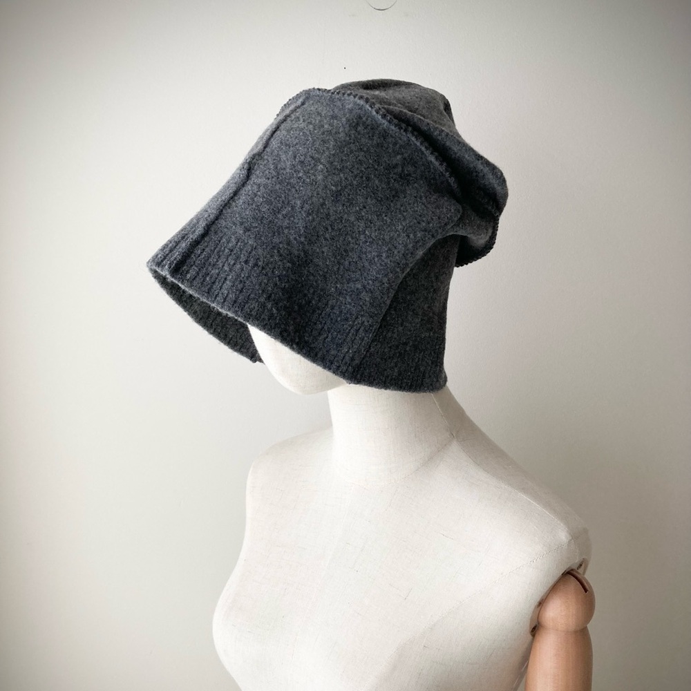 joodito origami crown wool sweater hat bucket beanie cloche docker cap dark gray - Picture 5 of 10